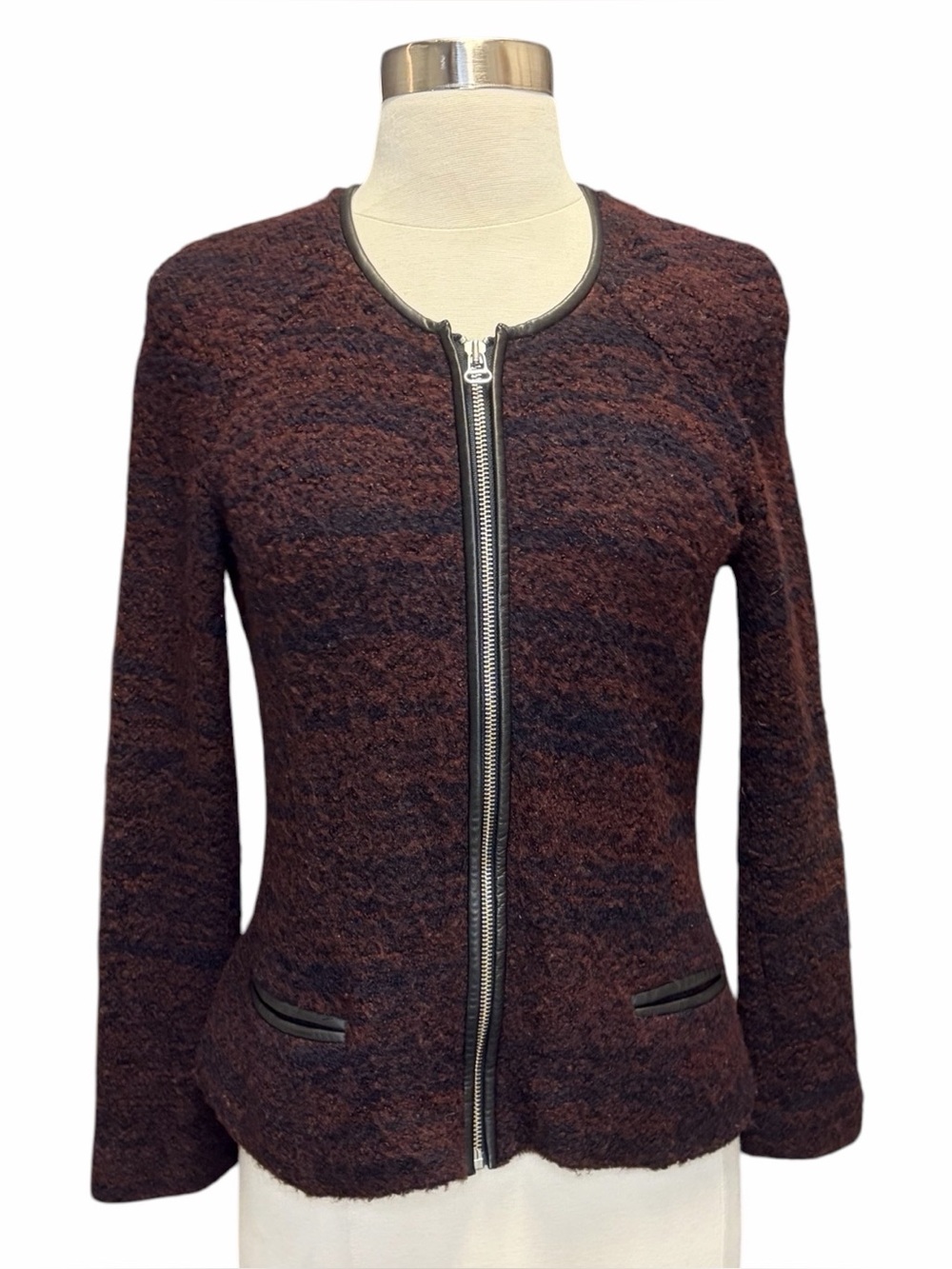 Marant Etoile Textured Tweed Zip Up Jacket